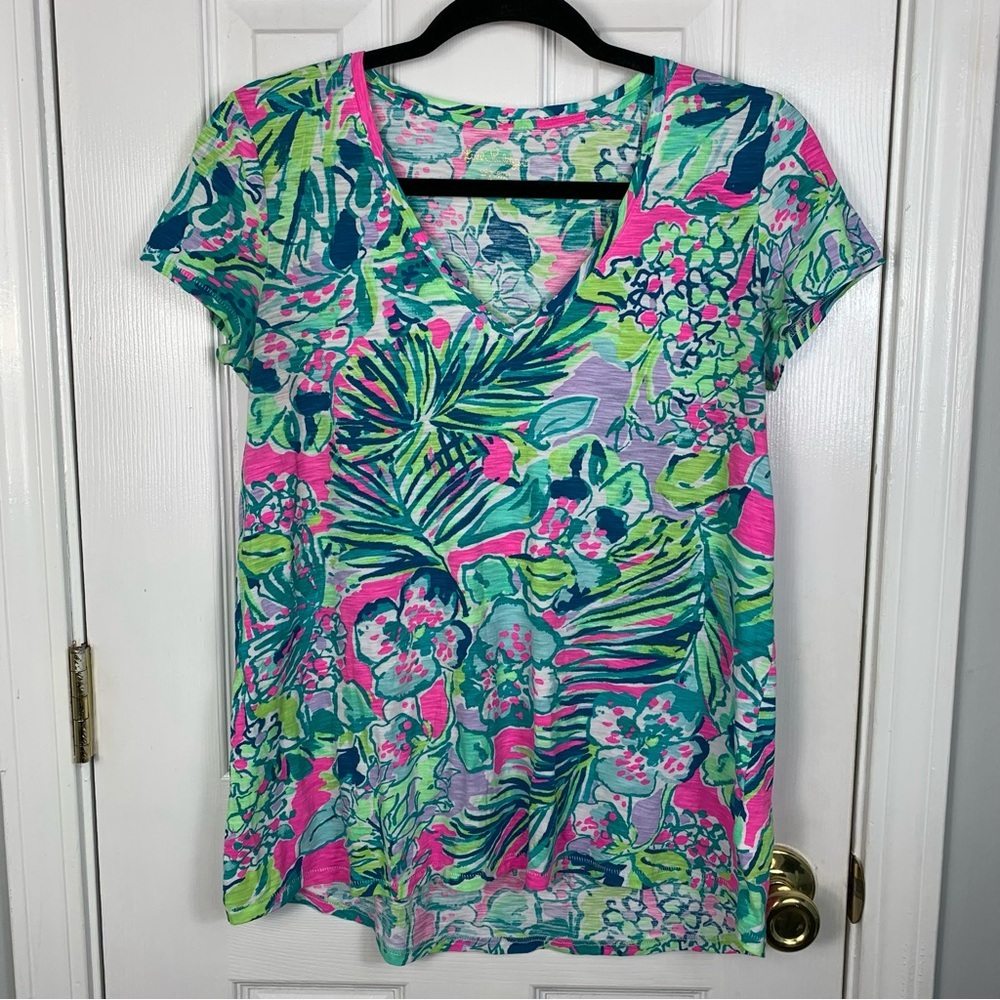 Lilly Pulitzer Etta V-Neck Tee Womens Size Small